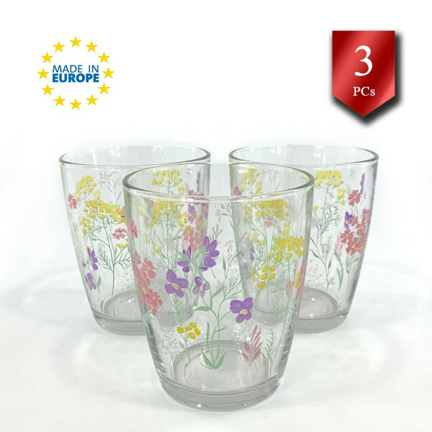 Pressed Flowers Glasses Water Glasses Hand Painted Glasses Drink ware Glassware,Drinkin g Glasses,Set of 2,Christmas gift Juice Glasses